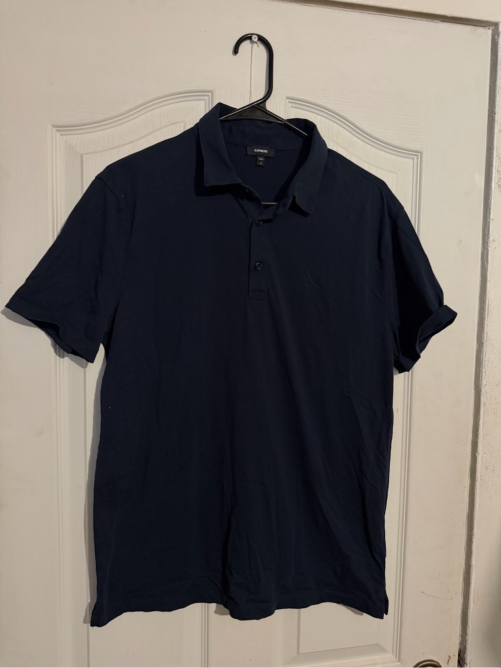 Express Men's Navy Short-Sleeve Polo